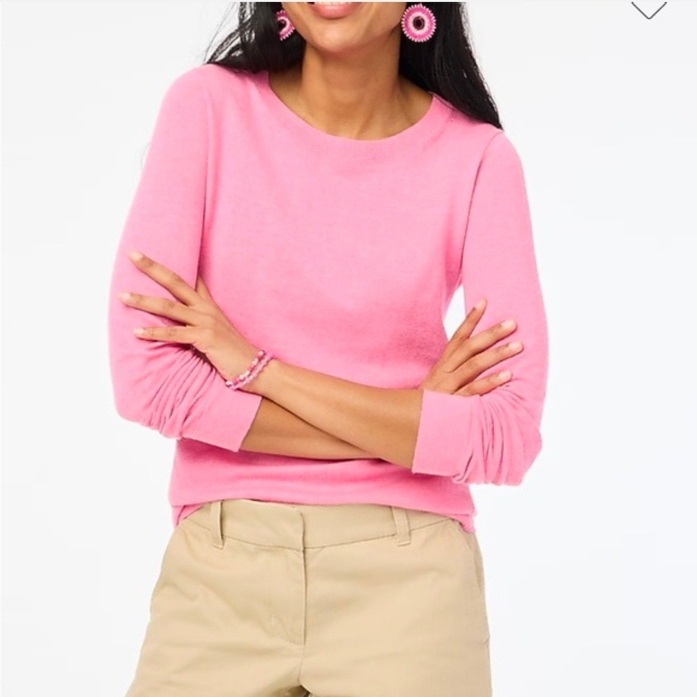 J.Crew Teddie Pink Cottonβ Merino Wool Crewneck Pullover Sweater XXL